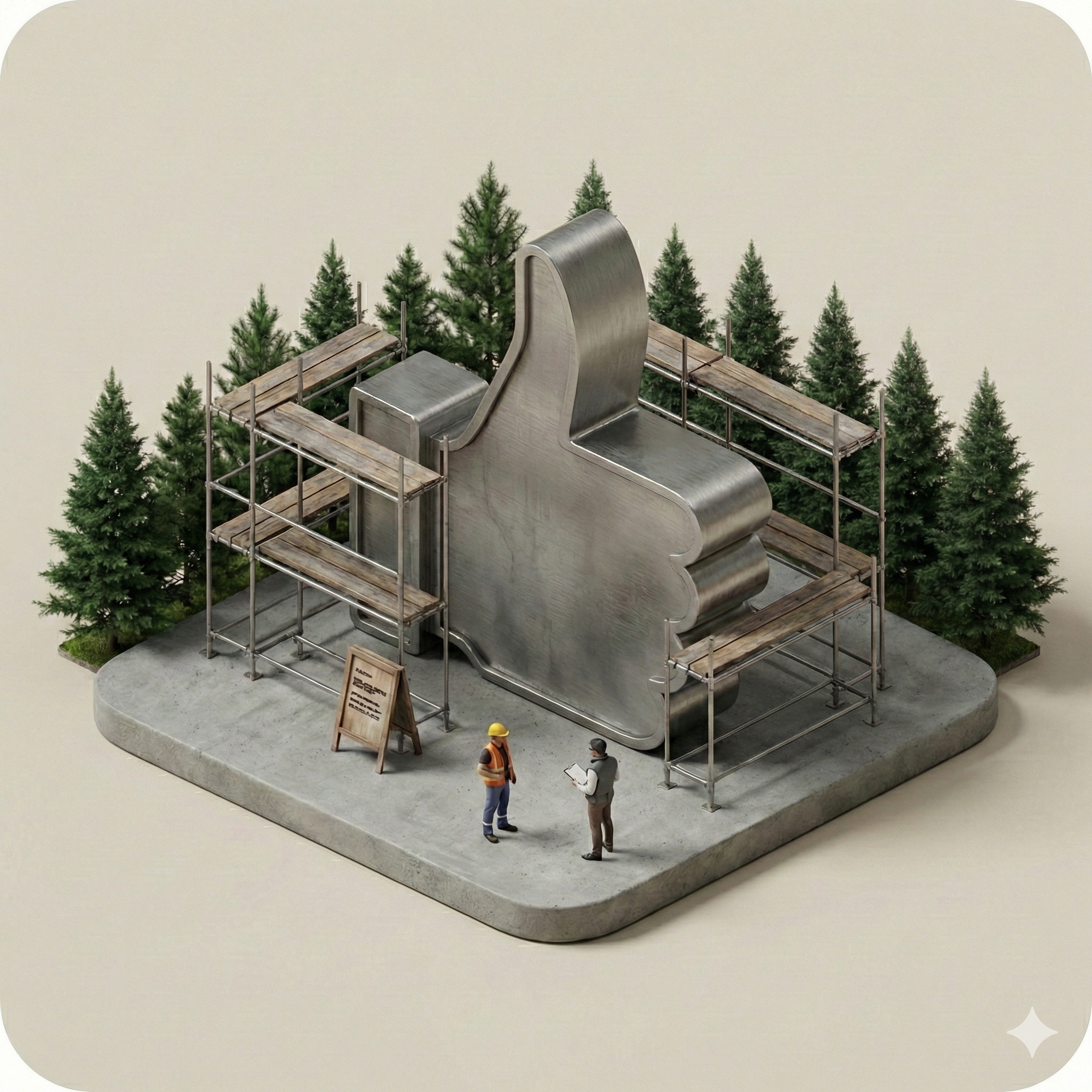 Building something great - a thumbs up under construction